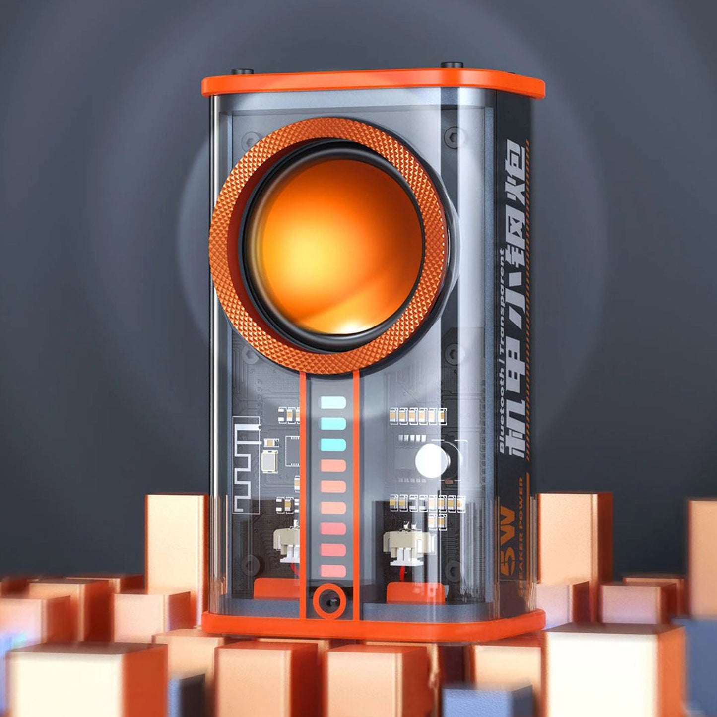 🔊 SPEAKER LED BLUETOOTH CYBER-PUNK TRANSPARENTE 🤖 Resonance®-