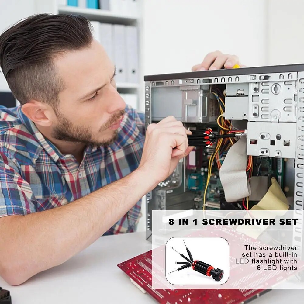 DESTORNILLADOR MULTUFUNCIONAL 8 EN 1 CON LINTERNA LumiFixer®