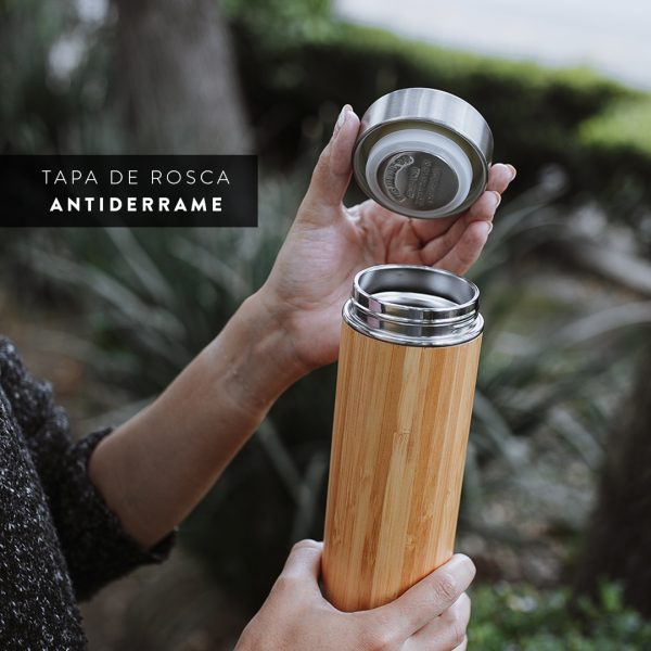 ☕ TERMO EN BAMBÚ CON FILTRO DE TÉ 🌿