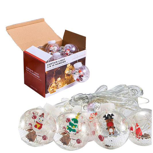 Cortina de esferas con figuras navideñas
