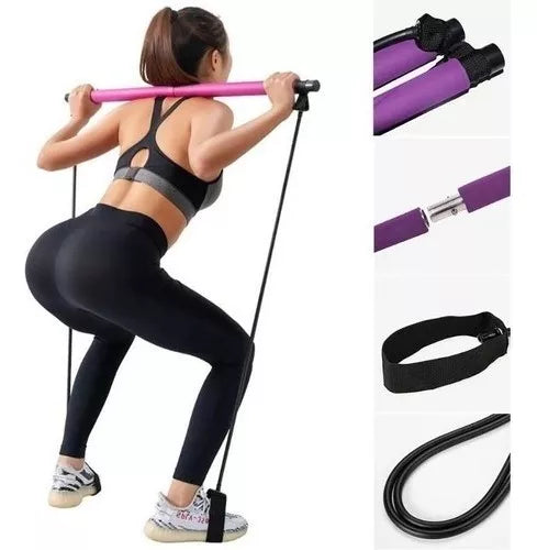 Kit Barra + bandas de pilates fitness