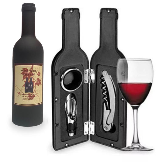 Kit de vino en forma de botella de 4 piezas