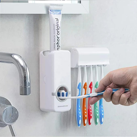 Dispensador de crema dental con porta cepillos