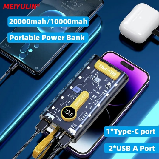 POWER BANK TRANSPARENTE MULTIPUERTO