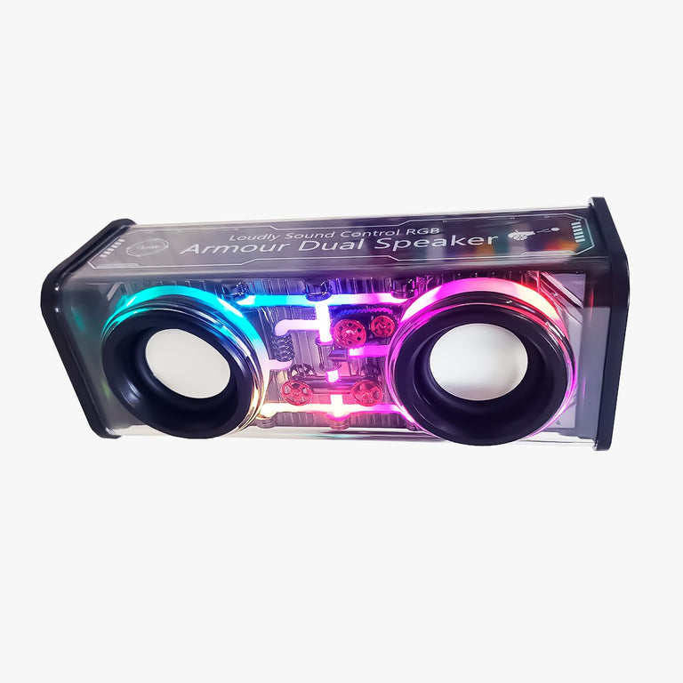 PARLANTE CYBER-PUNK® DOBLE BOCINA LED TRANSPARENTE NEGRO