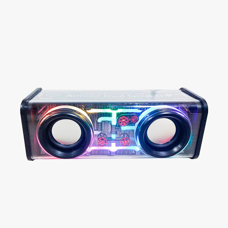 PARLANTE CYBER-PUNK® DOBLE BOCINA LED TRANSPARENTE NEGRO