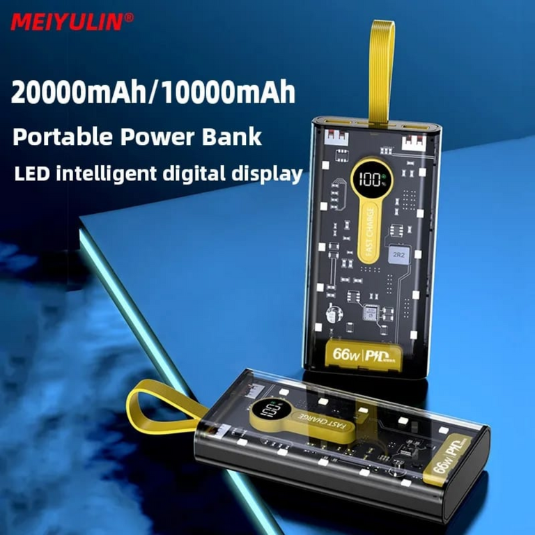 POWER BANK TRANSPARENTE MULTIPUERTO