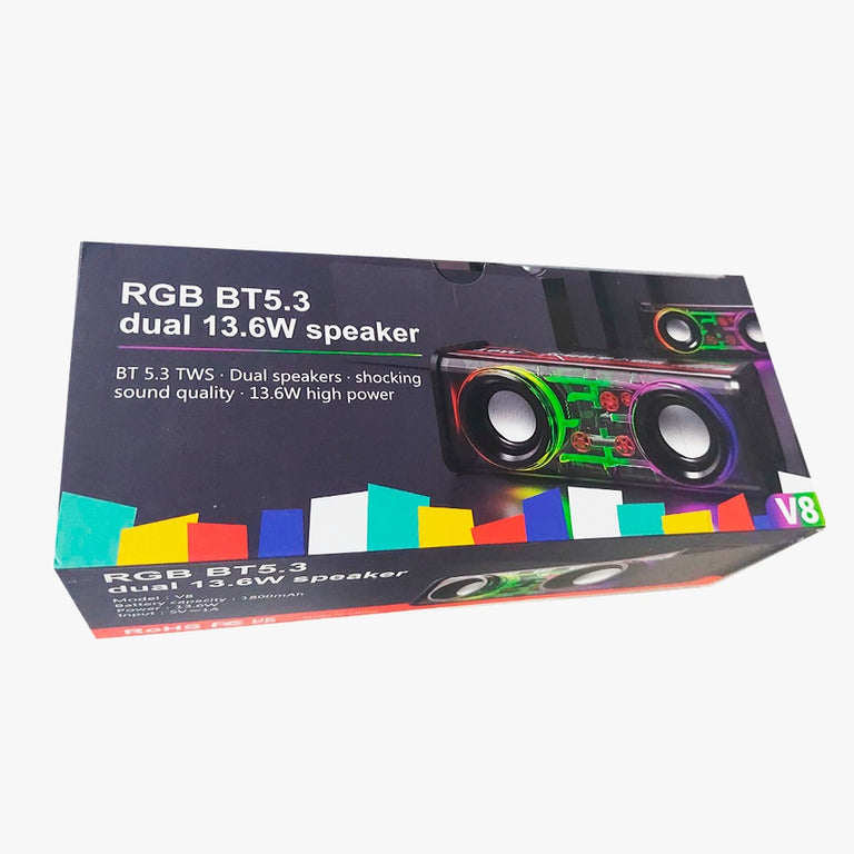 PARLANTE CYBER-PUNK® DOBLE BOCINA LED TRANSPARENTE NEGRO